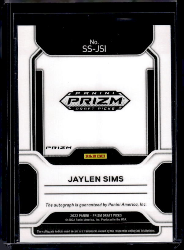 2022 Panini Prizm Draft Picks #SS-JSI Jaylen Sims Sensational Signatures Green