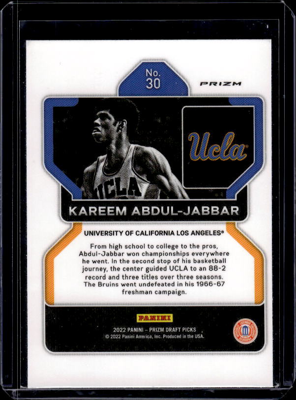 2022 Panini Prizm Draft Picks #30 Kareem Abdul-Jabbar Green
