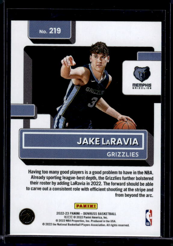 2022-23 Donruss #219 Jake LaRavia Holo Laser Green