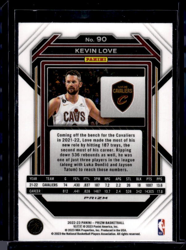 2022-23 Panini Prizm #90 Kevin Love Prizms Green