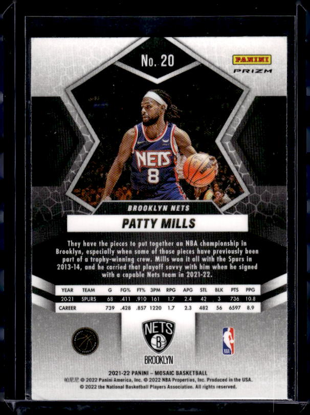 2021-22 Panini Mosaic #20 Patty Mills Green