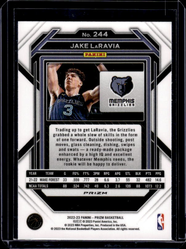2022-23 Panini Prizm #244 Jake LaRavia Prizms Silver