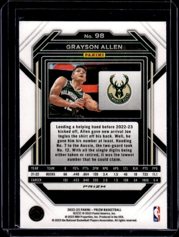 2022-23 Panini Prizm #98 Grayson Allen Prizms Ice