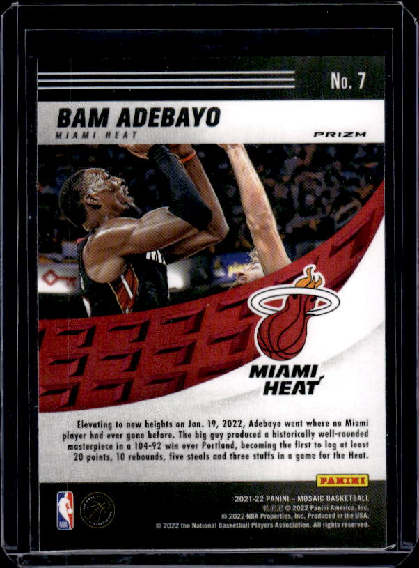 2021-22 Panini Mosaic #7 Bam Adebayo Elevate Mosaic