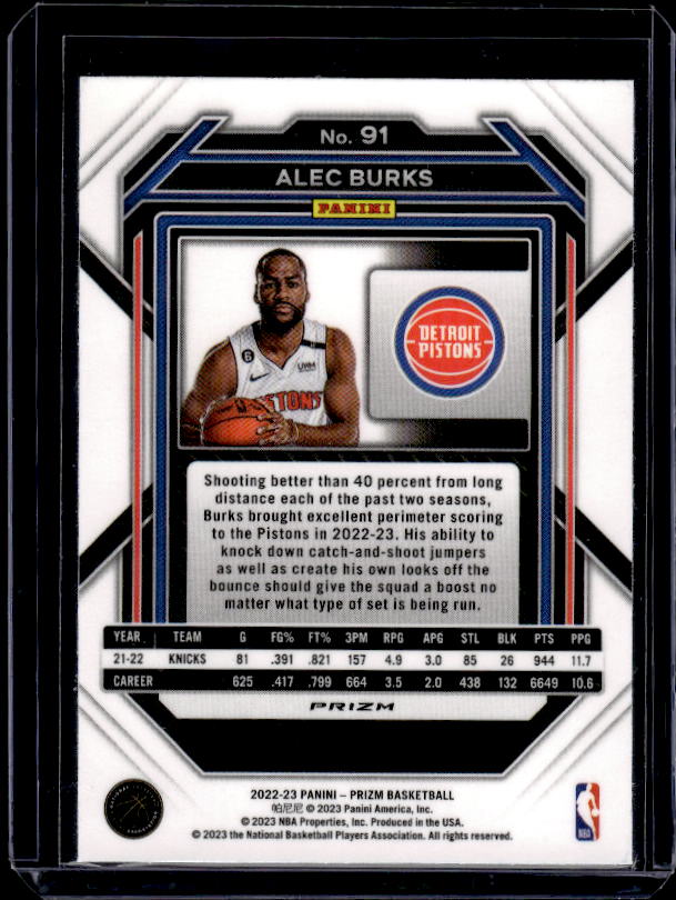 2022-23 Panini Prizm #91 Alec Burks Prizms Ice