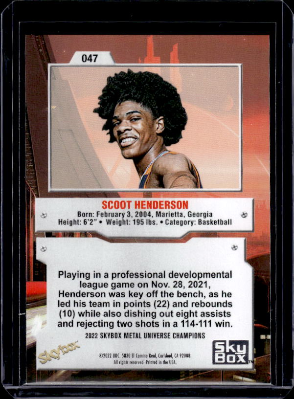2022 SkyBox Metal Universe Champions #047 Scoot Henderson