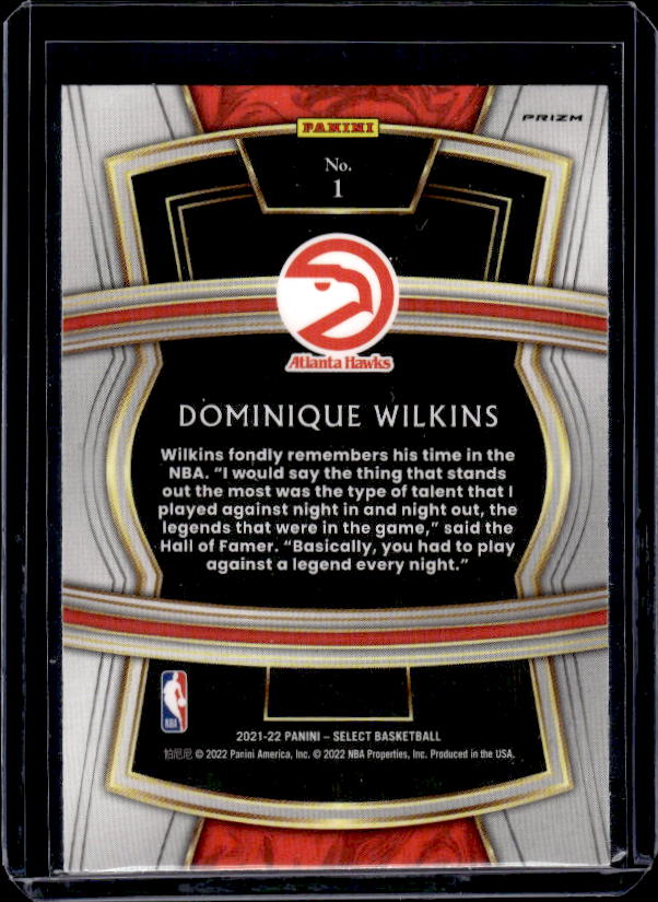 2021-22 Panini Select #1 Dominique Wilkins Select Company Blue Prizms