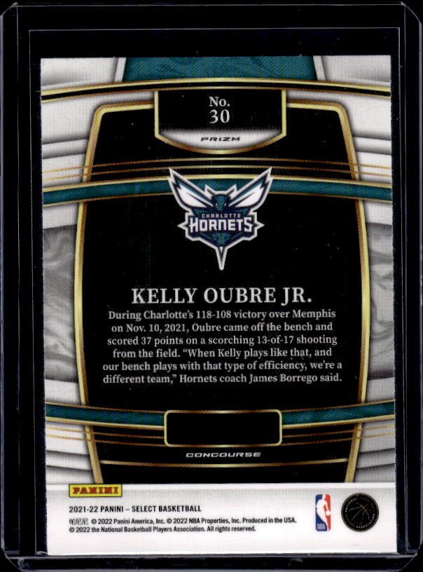 2021-22 Panini Select #30 Kelly Oubre Jr. Blue Shimmer Prizms