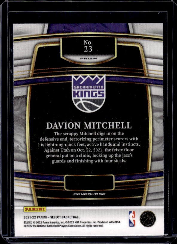 2021-22 Panini Select #23 Davion Mitchell Blue Shimmer Prizms