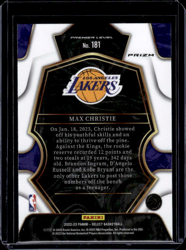2022-23 Panini Select #181 Max Christie Silver Prizms