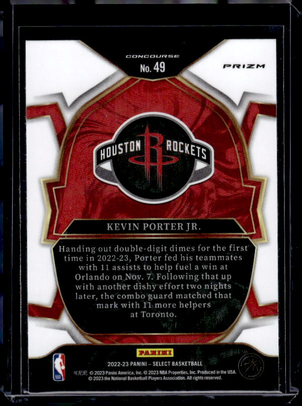 2022-23 Panini Select #49 Kevin Porter Jr. Green White Purple Prizms