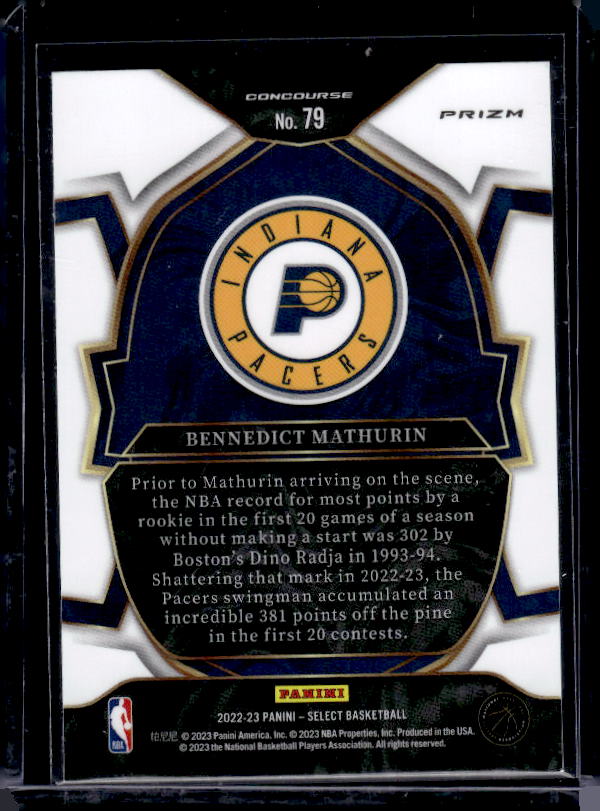 2022-23 Panini Select #79 Bennedict Mathurin Red Cracked Ice Prizms