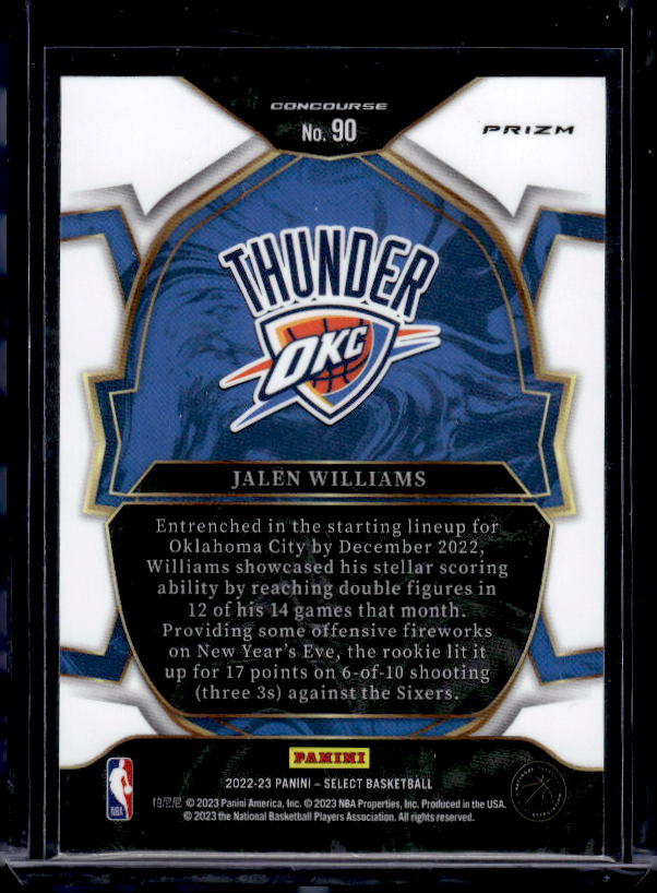 2022-23 Panini Select #90 Jalen Williams Red Cracked Ice Prizms