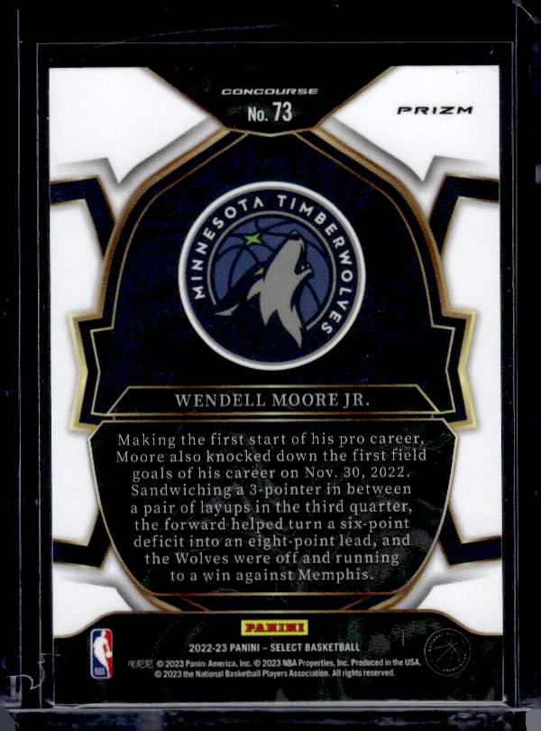 2022-23 Panini Select #73 Wendell Moore Jr. Red Cracked Ice Prizms