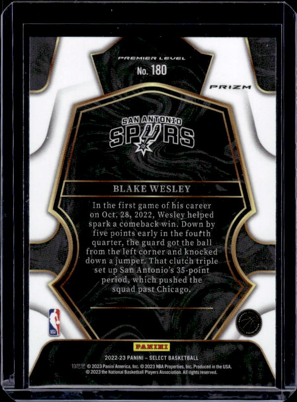 2022-23 Panini Select #180 Blake Wesley Red Cracked Ice Prizms