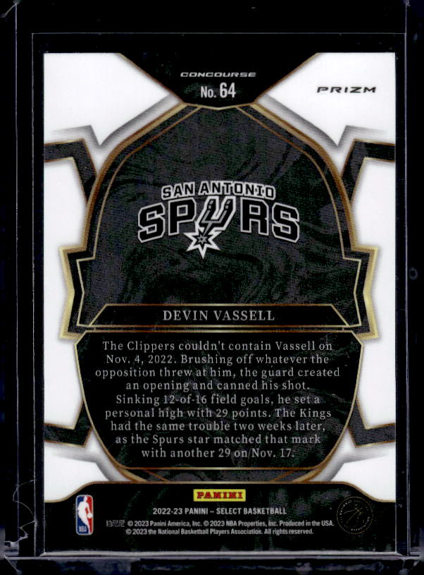 2022-23 Panini Select #64 Devin Vassell Red Cracked Ice Prizms