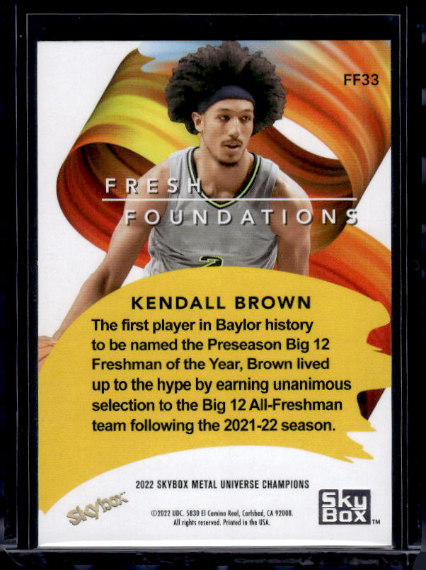 2022 SkyBox Metal Universe Champions #FF33 Kendall Brown Fresh Foundations Aqua