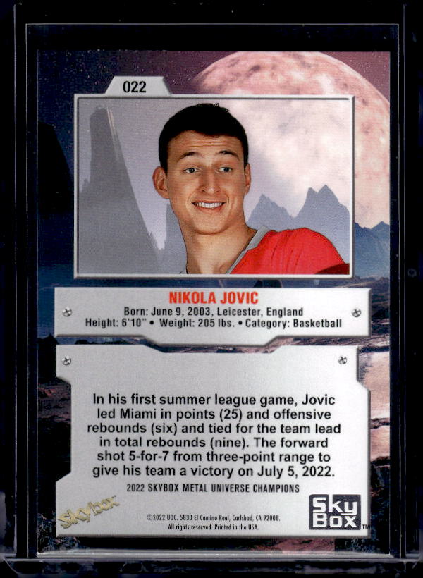 2022 SkyBox Metal Universe Champions #022 Nikola Jovic Aqua