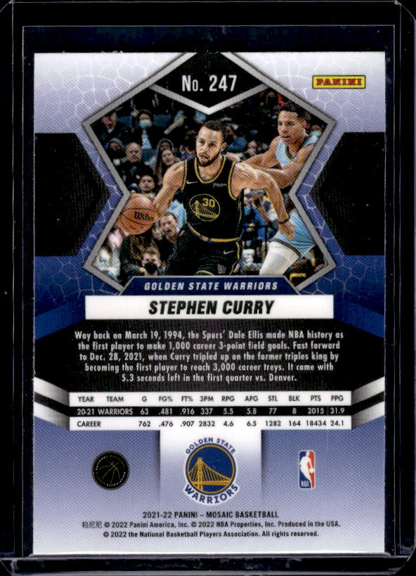 2021-22 Panini Mosaic #247 Stephen Curry Silver