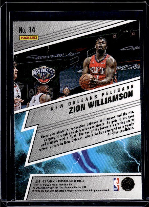 2021-22 Panini Mosaic #14 Zion Williamson Thunder Lane