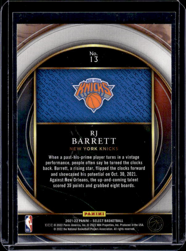 2021-22 Panini Select #13 RJ Barrett Select Numbers