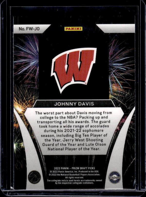 2022 Panini Prizm Draft Picks #FW-JO Johnny Davis Fireworks
