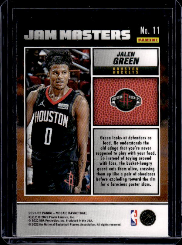2021-22 Panini Mosaic #11 Jalen Green Jam Masters