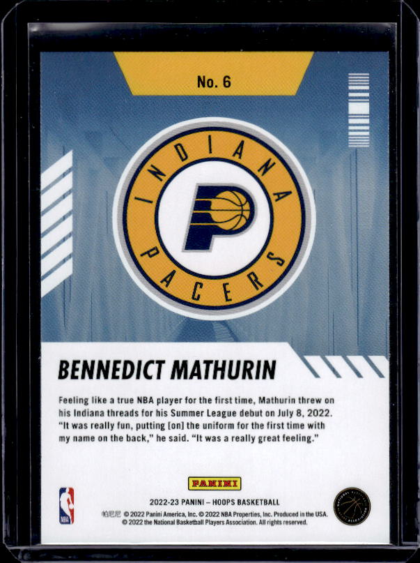 2022-23 Hoops #6 Bennedict Mathurin Arriving Now
