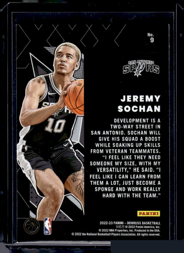 2022-23 Donruss #9 Jeremy Sochan Great X-Pectations
