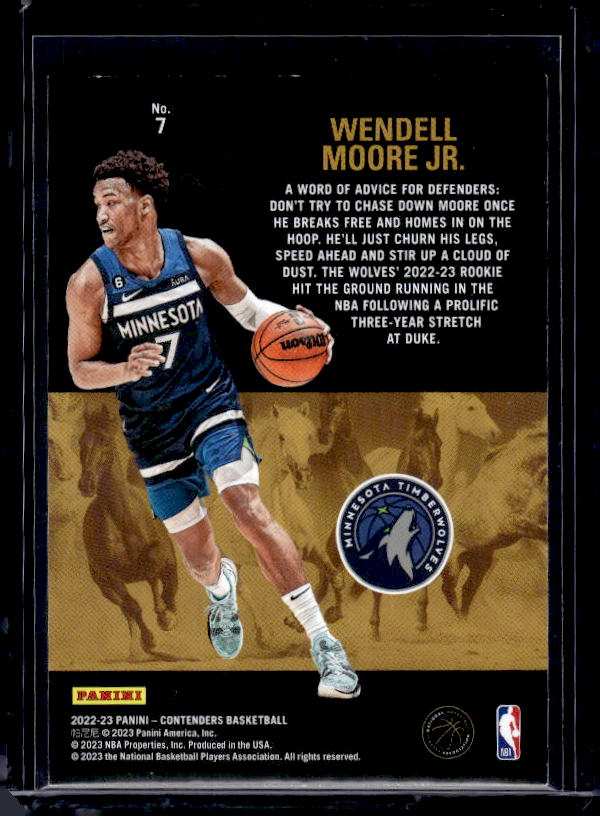 2022-23 Panini Contenders #7 Wendell Moore Jr. Rookie Stallions