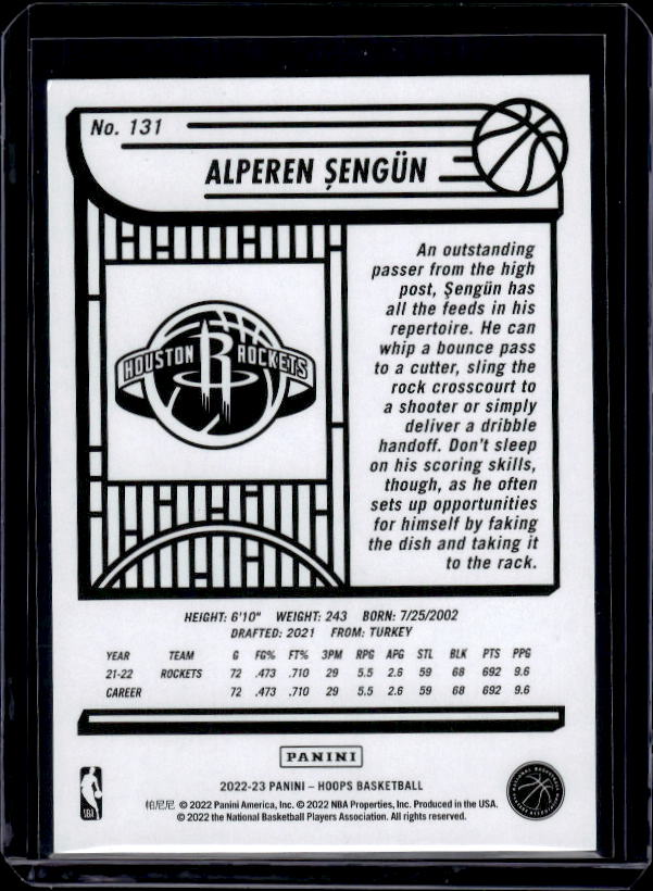 2022-23 Hoops #131 Alperen Sengun Purple
