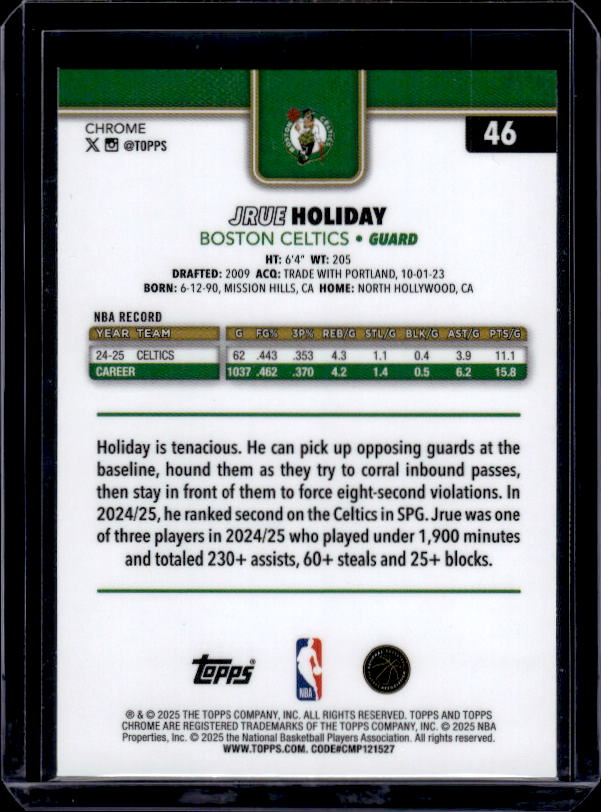 2025-26 Topps Chrome #46 Jrue Holiday Refractor