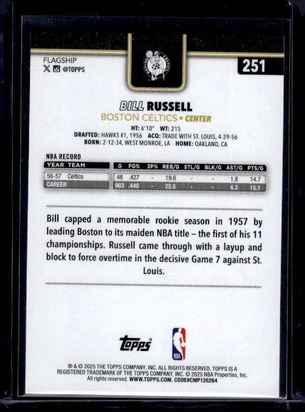 2025-26 Topps #251 Bill Russell Blackout