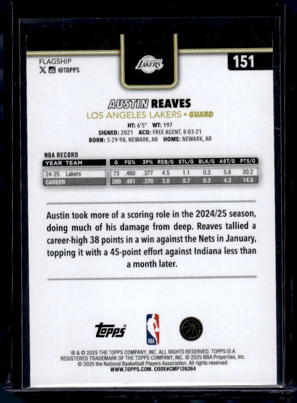 2025-26 Topps #151 Austin Reaves Blackout