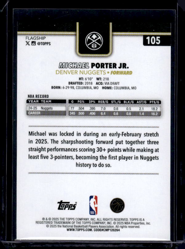 2025-26 Topps #105 Michael Porter Jr. Blackout