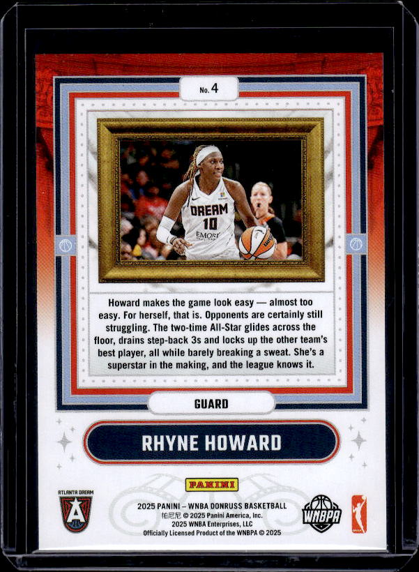 2025 Donruss WNBA #4 Rhyne Howard Franchise Features Press Proof