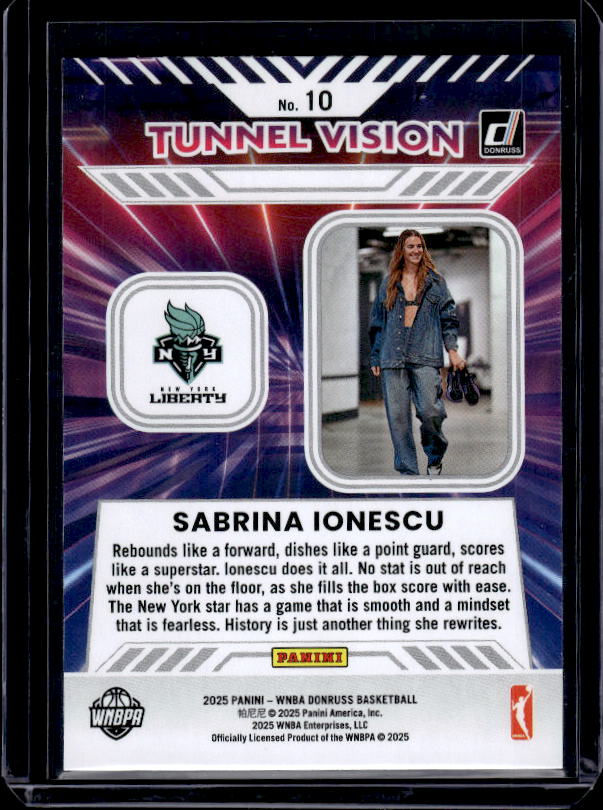 2025 Donruss WNBA #10 Sabrina Ionescu Tunnel Vision Press Proof
