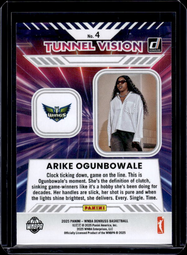 2025 Donruss WNBA #4 Arike Ogunbowale Tunnel Vision