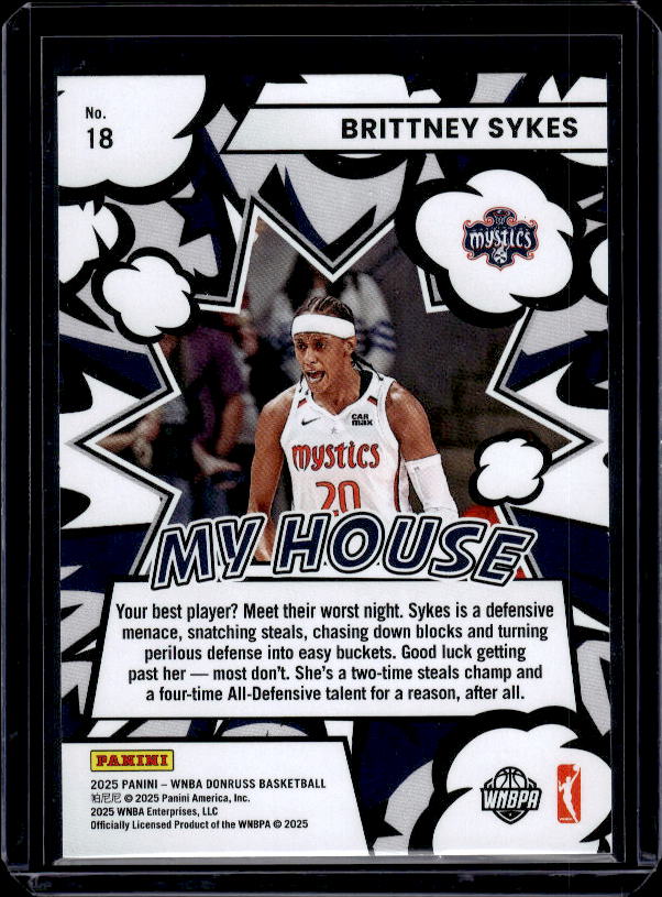 2025 Donruss WNBA #18 Brittney Sykes My House Press Proof Blue