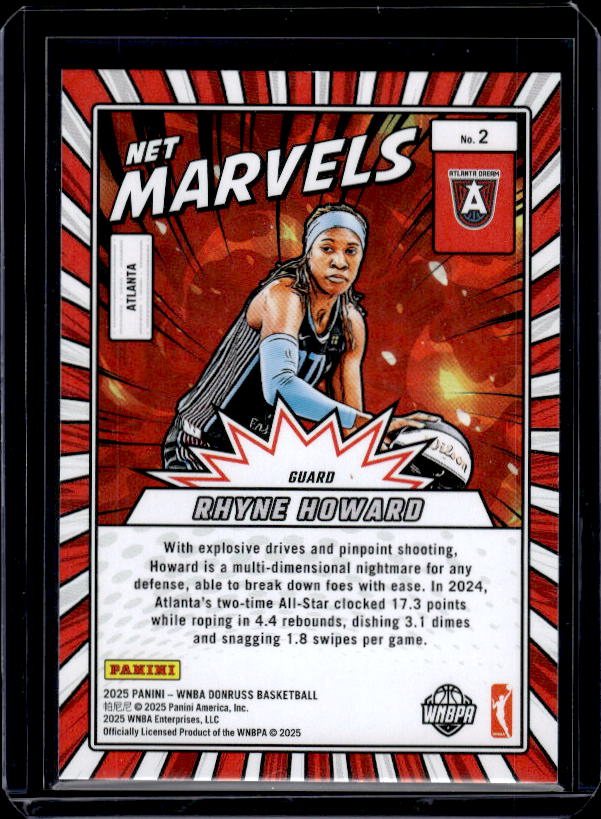 2025 Donruss WNBA #2 Rhyne Howard Net Marvels Press Proof Blue