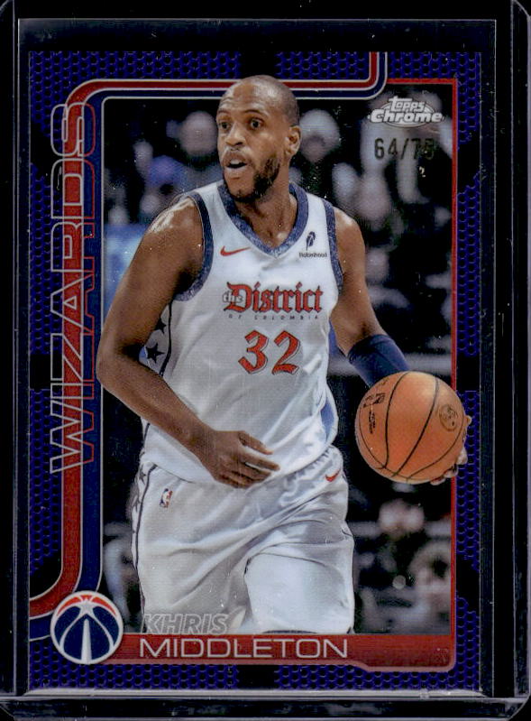 2025-26 Topps Chrome #204 Khris Middleton Purple Basketball Refractor #/75