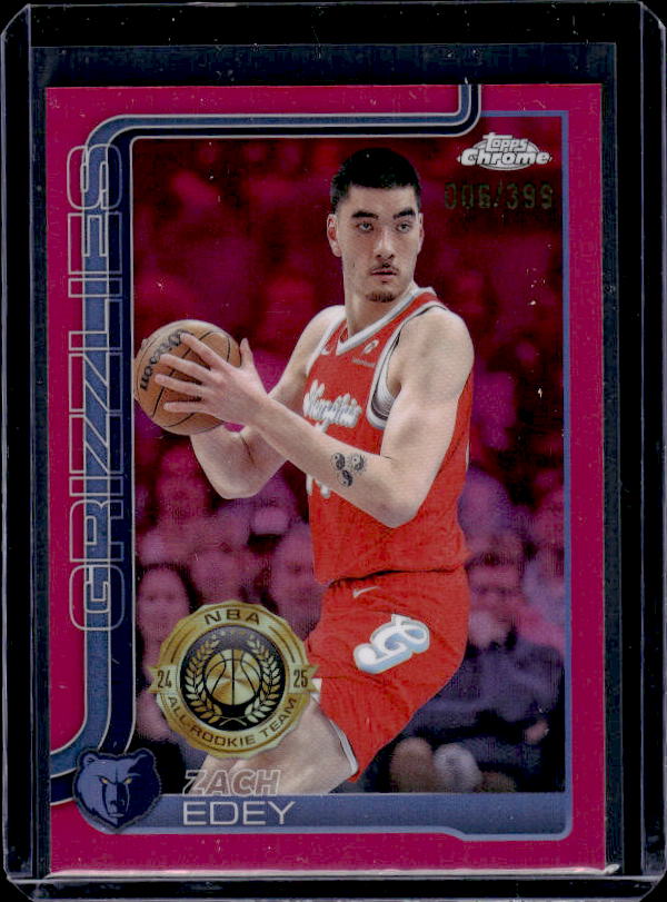 2025-26 Topps Chrome #128 Zach Edey Magenta Refractor #/399