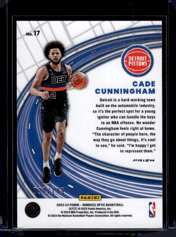 2022-23 Donruss Optic #17 Cade Cunningham Express Lane Lime Green #/149