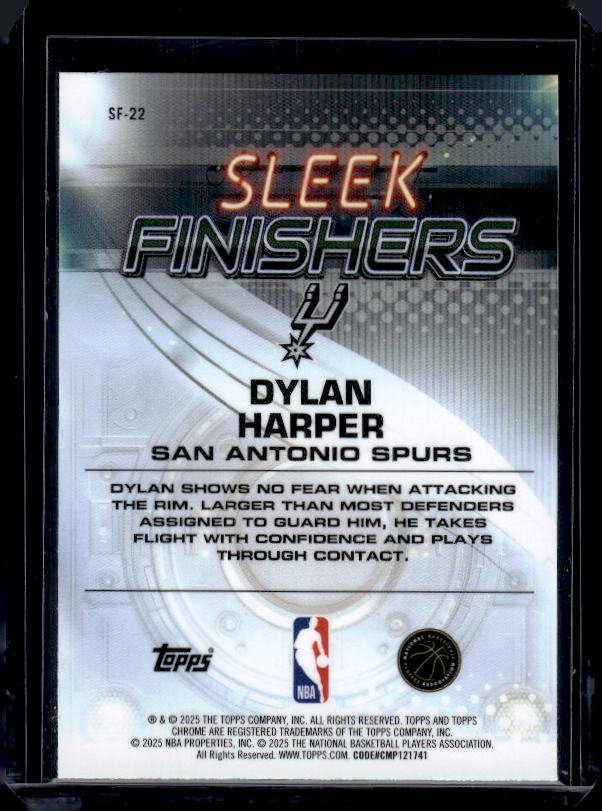 2025-26 Topps Chrome #SF-22 Dylan Harper Sleek Finishers