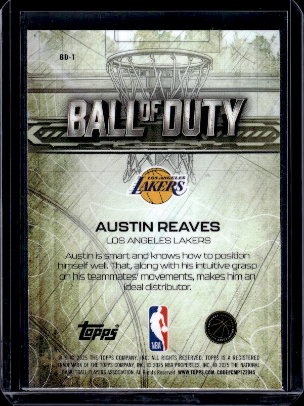 2025-26 Topps Chrome #BD-1 Austin Reaves Ball of Duty
