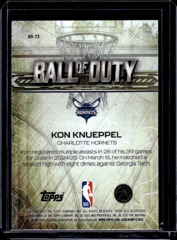 2025-26 Topps Chrome #BD-23 Kon Knueppel Ball of Duty