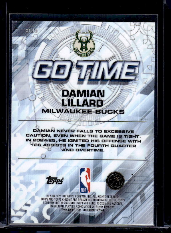 2025-26 Topps Chrome #GT-10 Damian Lillard Go Time