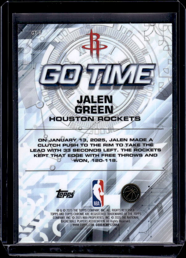 2025-26 Topps Chrome #GT-8 Jalen Green Go Time