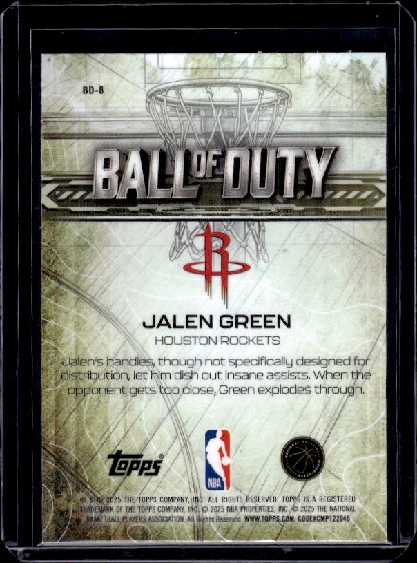 2025-26 Topps Chrome #BD-8 Jalen Green Ball of Duty