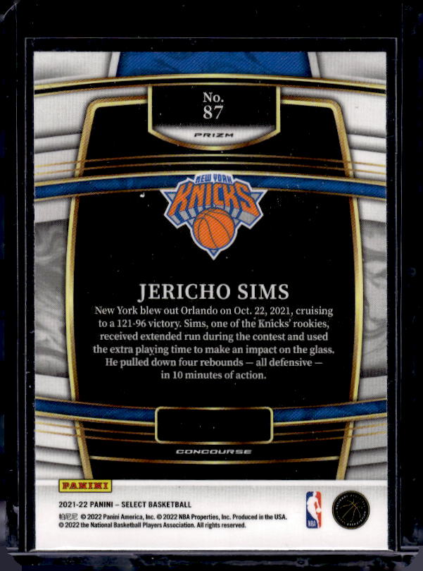 2021-22 Panini Select #87 Jericho Sims Blue Shimmer Prizms